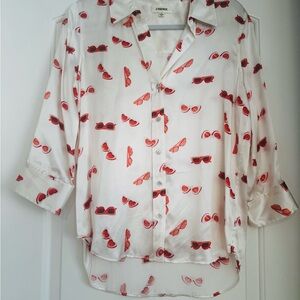 L'AGENCE Silk Blouse with Sunglasses Design  Size S/P
